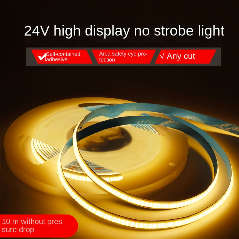COB LED Strip Lights Low Voltage Linear Lighting, Ruban LED à température de couleur double encastré avec autocollant pour le plafond, éclairage ambiant principal sans lumière dans le salon