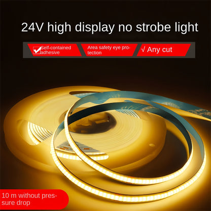 COB LED Strip Lights Low Voltage Linear Lighting, Ruban LED à température de couleur double encastré avec autocollant pour le plafond, éclairage ambiant principal sans lumière dans le salon