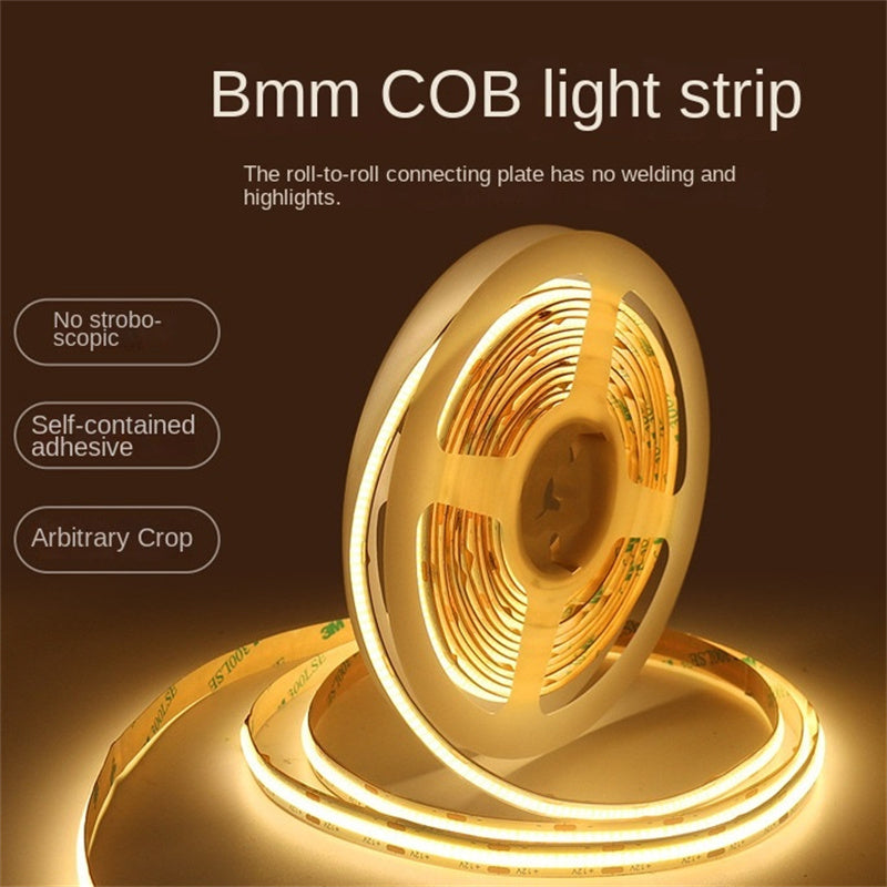 8mm Continuous COB LED Strip – High CRI, Flicker-Free, Ultra Bright & Flexible Linear Light 🌟 Professional-grade lighting in a slim, seamless, and easy-to-install form.