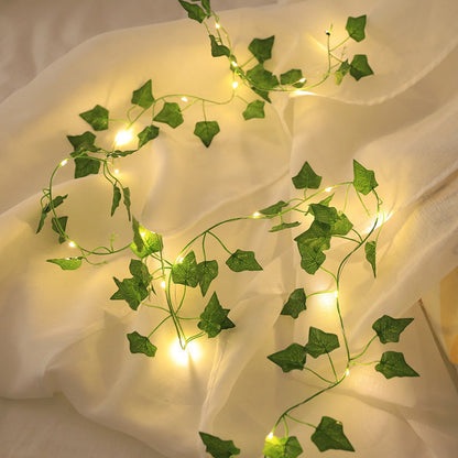 Solar/USB Artificial Ivy Leaf String Lights - LED Copper Wire Fairy Lights for Garden & Aesthetic Room Decor