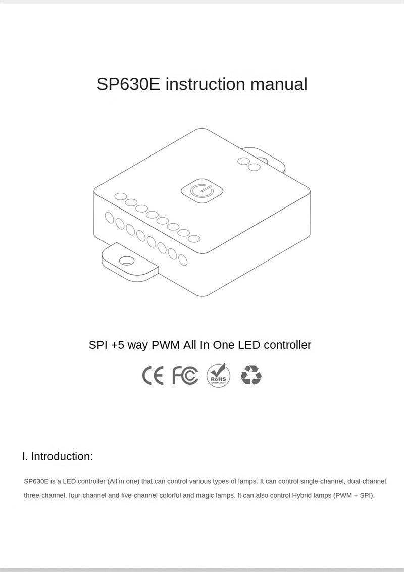 Bluetooth Music LED Controller – 5-in-1 RGB/RGBW LED Dimmer with PWM & SPI, Smart App Control for Colorful Light Strips