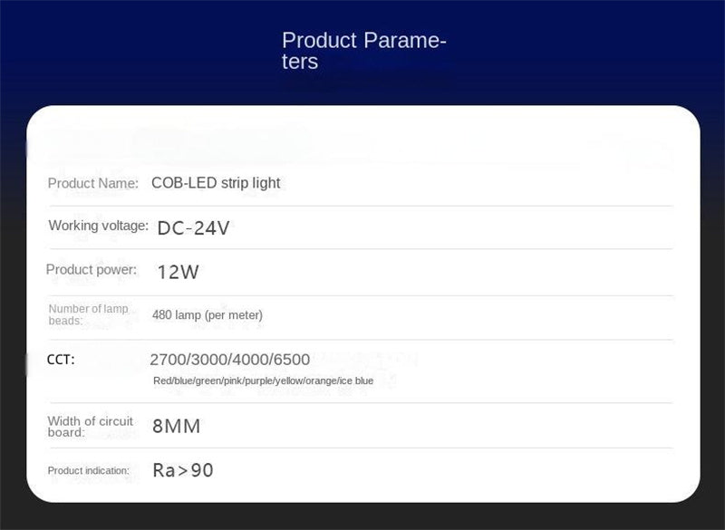 8mm Continuous COB LED Strip – High CRI, Flicker-Free, Ultra Bright & Flexible Linear Light 🌟 Professional-grade lighting in a slim, seamless, and easy-to-install form.