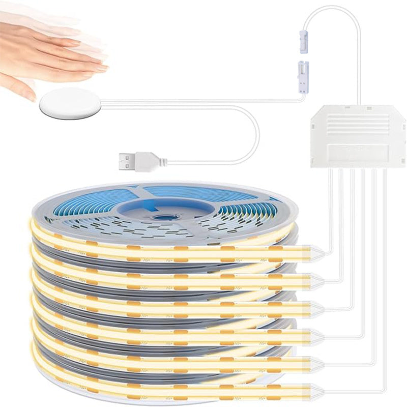 5V COB LED Strip Light Kit with Touch & Remote Sensor Control, 1-to-6
