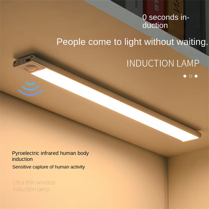 Ultra-Thin Rechargeable Motion Sensor LED Light Strip – Magnetic & Self-Adhesive Cabinet Light for Closet, Wardrobe, Kitchen, Wine Cabinet