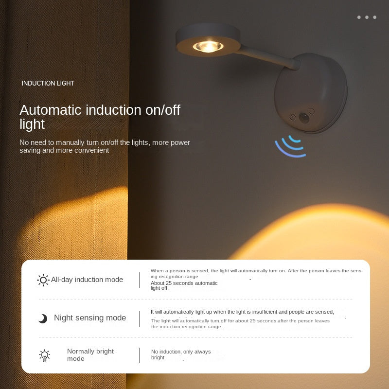 New Wireless Rechargeable LED Wall Spotlight Smart Motion Sensor, Remote Control, Picture Lighting for Indoor Use, No Wiring Needed