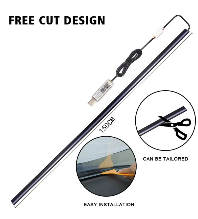 Wireless Acrylic Symphony Ambient Light Kit - 64-Color Wrap-Around Interior Lighting, App Control & Sync Footwell Lights