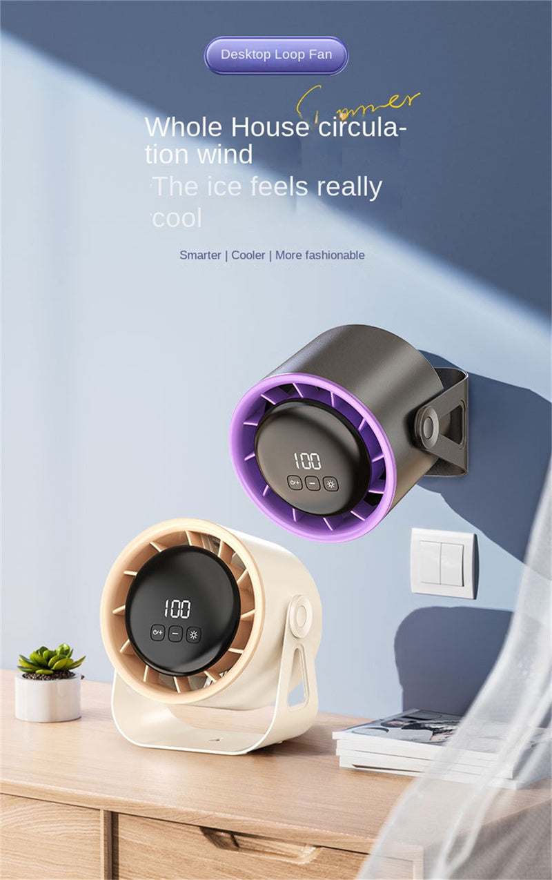 Smart 100-Speed Rechargeable Desk Fan 6" Turbo Circulator with Night Light & LED Display