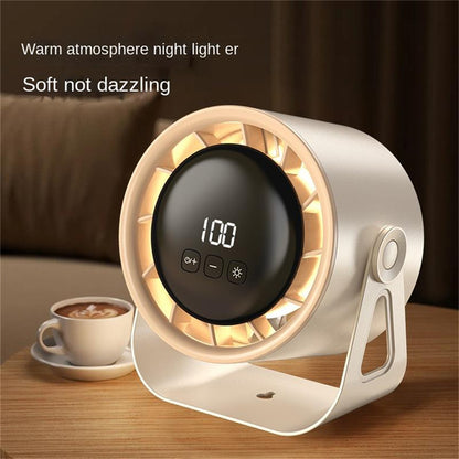 Smart 100-Speed Rechargeable Desk Fan 6" Turbo Circulator with Night Light & LED Display