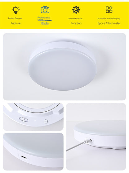 Rechargeable Wireless LED Ceiling Light with Radar Motion Sensor and Remote Control
