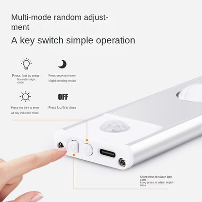 Ultra-Thin Smart Motion Sensor LED Light Strip Rechargeable Self-Adhesive Cat-Eye Lighting for Wine Cabinets&Wardrobes