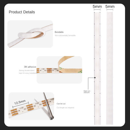 5mm Programmable COB RGB LED Strip – Flowing Light Effects, Built-In IC, Individually Addressable (5V Low Voltage) 🌟 Create mesmerizing light shows in the slimmest form.