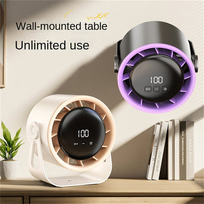 Smart 100-Speed Rechargeable Desk Fan 6" Turbo Circulator with Night Light & LED Display