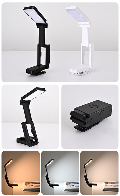 Mini Rechargeable Clip-on Book Light – Foldable Eye-Care LED Reading Lamp for Night Readers