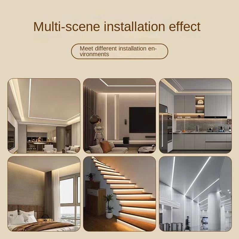 COB LED Strip Lights Low Voltage Linear Lighting, Ruban LED à température de couleur double encastré avec autocollant pour le plafond, éclairage ambiant principal sans lumière dans le salon