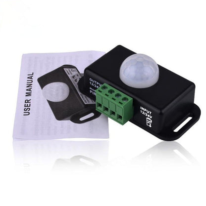 LED Motion Sensor Switch Controller – Infrared PIR Sensor for 12V/24V LED Strip Lights and Lamps