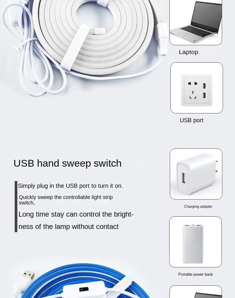 5V USB Flexible Neon LED Light Kits Waterproof Flexible Cuttable for DIY Decor
