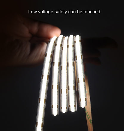 8mm COB LED Strip Light – 98 CRI Flicker-Free White Light, Low Voltage Adhesive LED Tape for Indoor Ambient & Task Lighting
