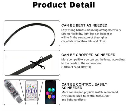 Wireless Acrylic Symphony Ambient Light Kit - 64-Color Wrap-Around Interior Lighting, App Control & Sync Footwell Lights