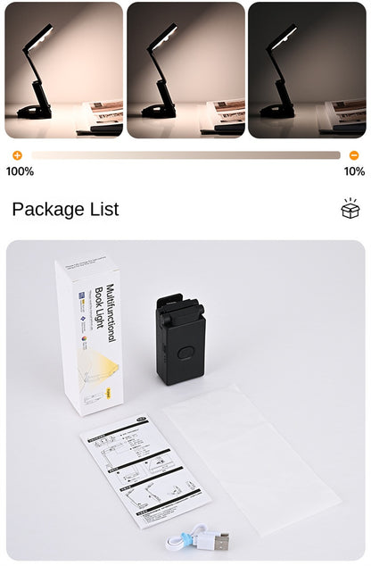 Mini Rechargeable Clip-on Book Light – Foldable Eye-Care LED Reading Lamp for Night Readers