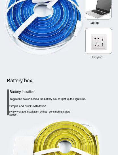 5V USB Flexible Neon LED Light Kits Waterproof Flexible Cuttable for DIY Decor