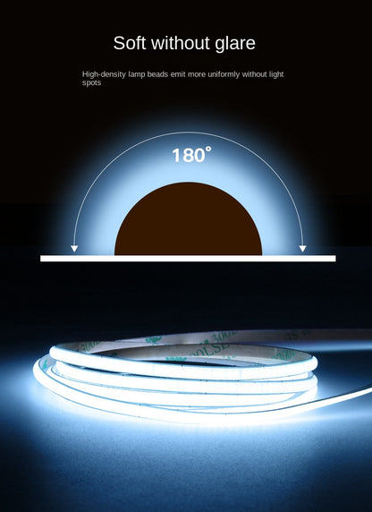 4mm Ultra-Narrow COB LED Strip – 15000K Cool Glow, Flicker-Free, Flexible Ambient Light