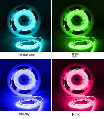 Ultra Slim RGB COB LED Strip Light – 2.7mm Width, 3.7V Super Bright Adhesive Light Strip, High CRI Ambient Lighting for DIY Decor