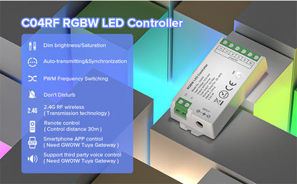 2.4G Wireless LED Dimmer Controller RGB/RGBWC Smart Group Control Touch Panel for Colorful LED Strip Lights