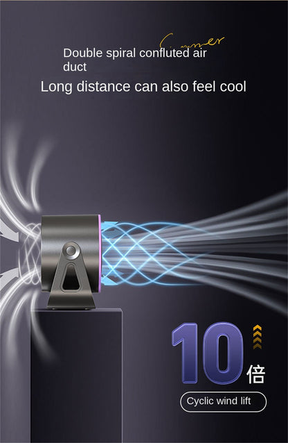 Smart 100-Speed Rechargeable Desk Fan 6" Turbo Circulator with Night Light & LED Display