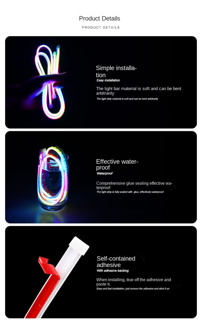 RGB Dynamic Flow Car LED Light Strip – Smart APP-Controlled Turn Signal & Ambient Lighting