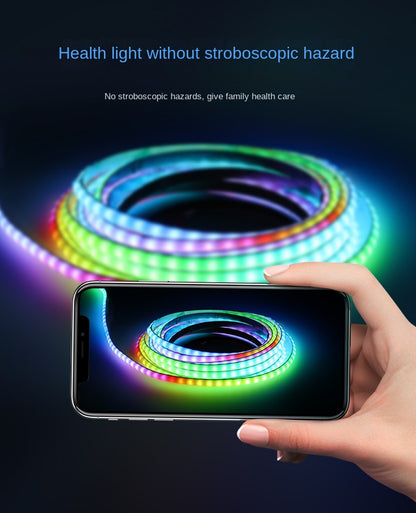 5mm Programmable COB RGB LED Strip – Flowing Light Effects, Built-In IC, Individually Addressable (5V Low Voltage) 🌟 Create mesmerizing light shows in the slimmest form.