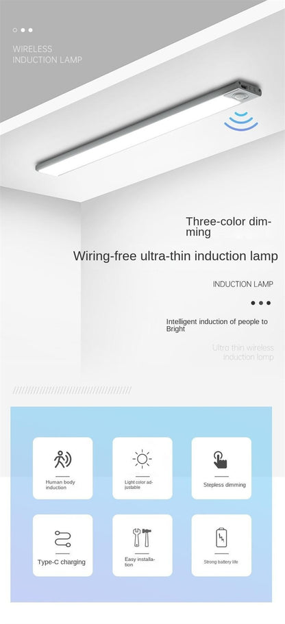 Ultra-Thin Rechargeable Motion Sensor LED Light Strip – Magnetic & Self-Adhesive Cabinet Light for Closet, Wardrobe, Kitchen, Wine Cabinet