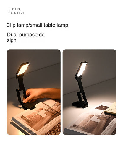 Mini Rechargeable Clip-on Book Light – Foldable Eye-Care LED Reading Lamp for Night Readers