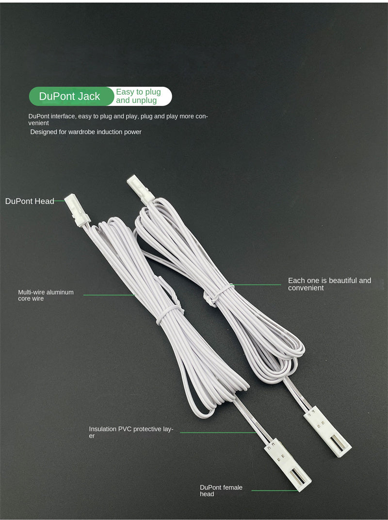 5V / 12V / 24V 2-Pin LED Strip Jumper Wires Solderless Led Strip Connectors for 5mm, 8mm and 10mm COB/SMD LED strips