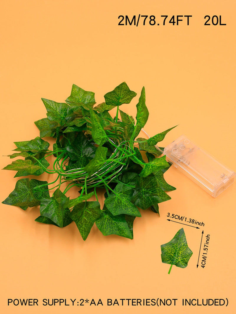 Solar/USB Artificial Ivy Leaf String Lights - LED Copper Wire Fairy Lights for Garden & Aesthetic Room Decor