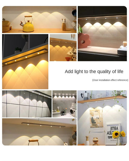 Ultra-Thin Smart Motion Sensor LED Light Strip Rechargeable Self-Adhesive Cat-Eye Lighting for Wine Cabinets&Wardrobes