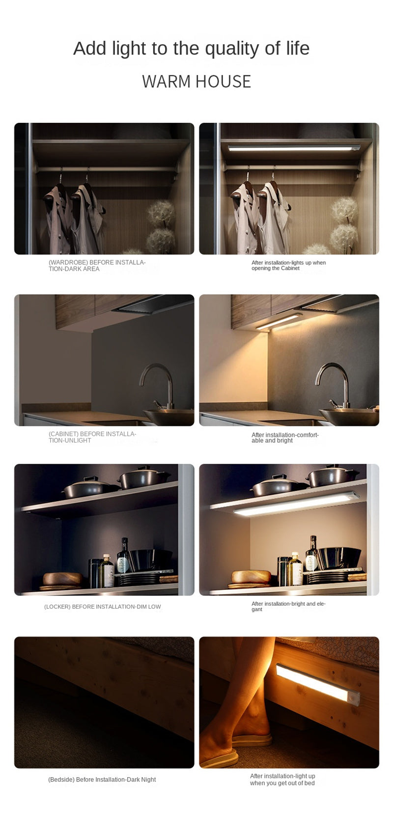 Ultra-Thin Rechargeable Motion Sensor LED Light Strip – Magnetic & Self-Adhesive Cabinet Light for Closet, Wardrobe, Kitchen, Wine Cabinet