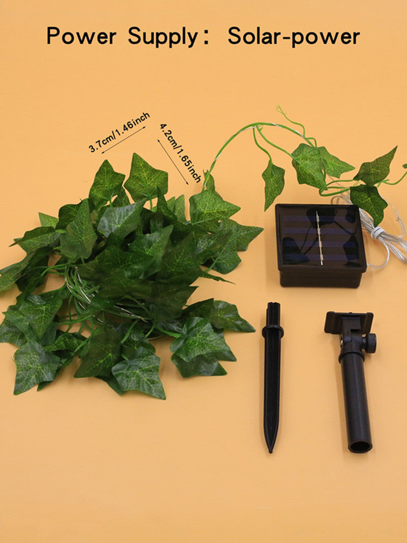 Solar/USB Artificial Ivy Leaf String Lights - LED Copper Wire Fairy Lights for Garden & Aesthetic Room Decor