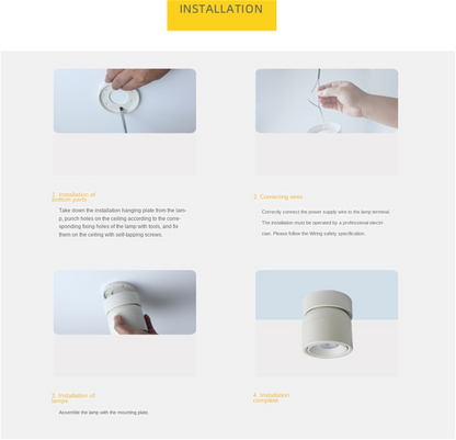 Surface-Mounted LED Spotlight · 360° Rotatable · No-Cut Installation · Anti-Glare Cylinder Ceiling Light for TV Wall, Bedroom, Wall Art & No-Main-Light Design