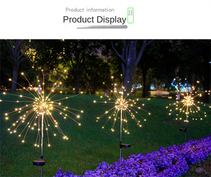 LED Solar Lamp Ground Mounted Fireworks Lights, Outdoor Festival Courtyard Garden Decoration, Lawn Dandelion Colored Light String