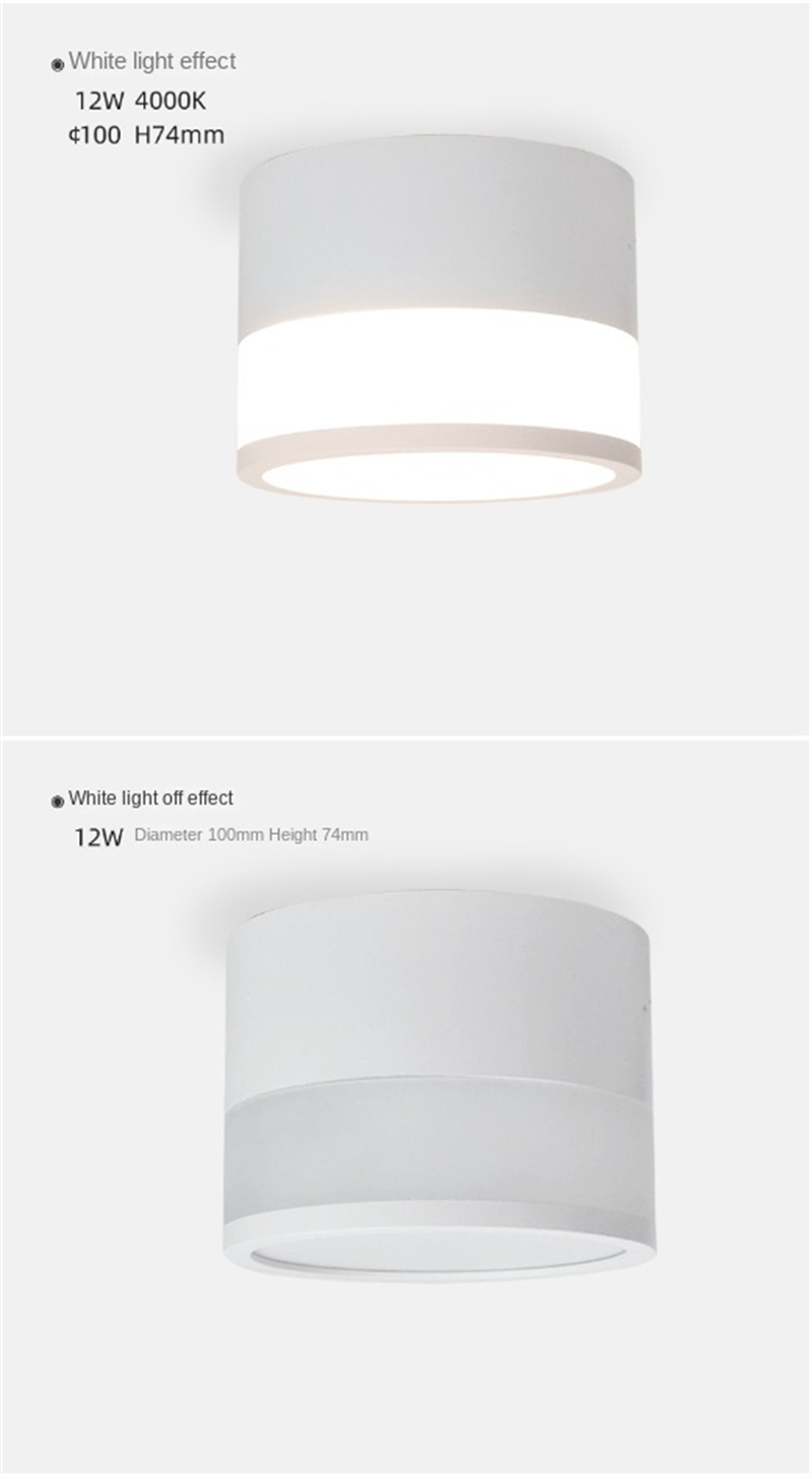 Side-Emitting Surface-Mounted LED Downlight · No-Cut Installation · 3-Color Switchable (Warm/Neutral/Cool) · 5W/7W/12W · Hallway, Bedroom, Living Room