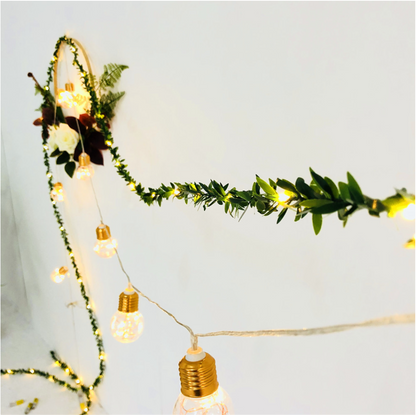 Creative simulation green leaf rattan LED copper wire light string Christmas wedding decoration DIY wreath battery box USB color light