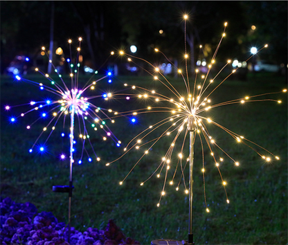 LED Solar Lamp Ground Mounted Fireworks Lights, Outdoor Festival Courtyard Garden Decoration, Lawn Dandelion Colored Light String