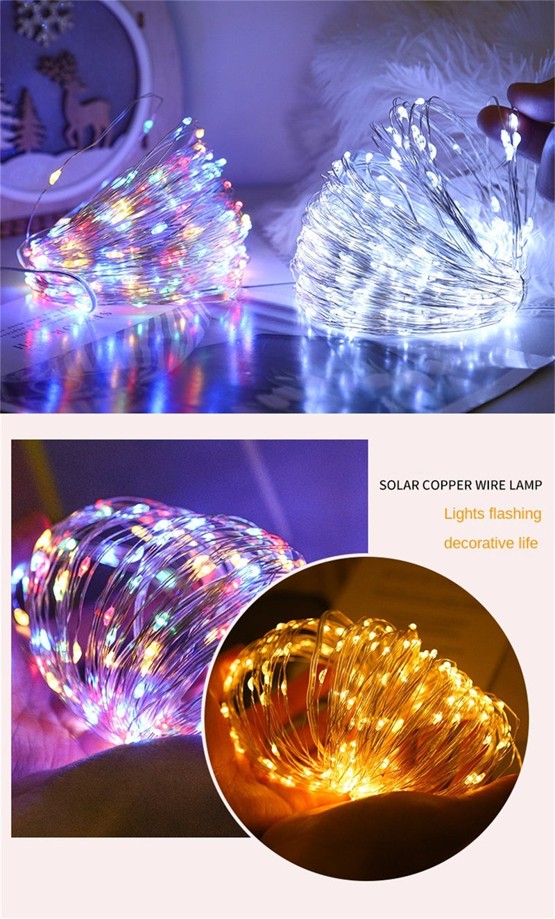 Solar LED Copper Wire String Lights – Waterproof Outdoor Fairy Lights for Garden, Patio & Christmas Decoration