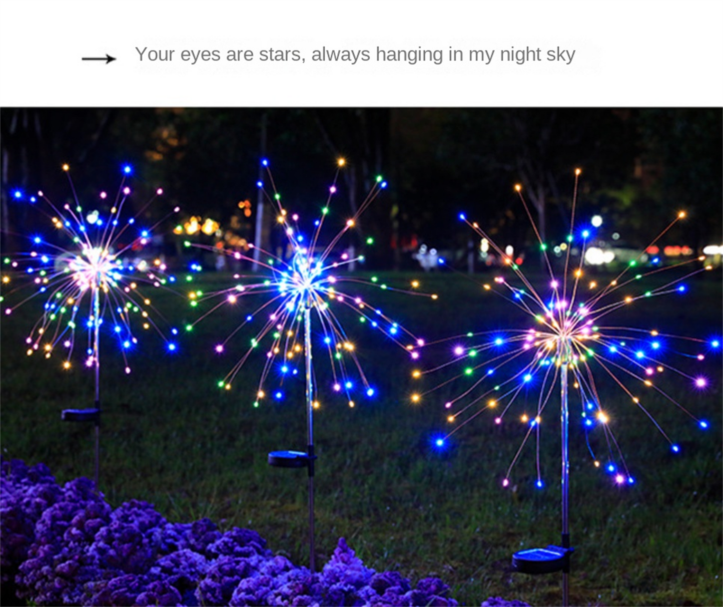 LED Solar Lamp Ground Mounted Fireworks Lights, Outdoor Festival Courtyard Garden Decoration, Lawn Dandelion Colored Light String