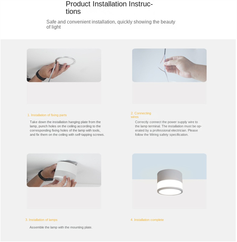 Side-Emitting Surface-Mounted LED Downlight · No-Cut Installation · 3-Color Switchable (Warm/Neutral/Cool) · 5W/7W/12W · Hallway, Bedroom, Living Room