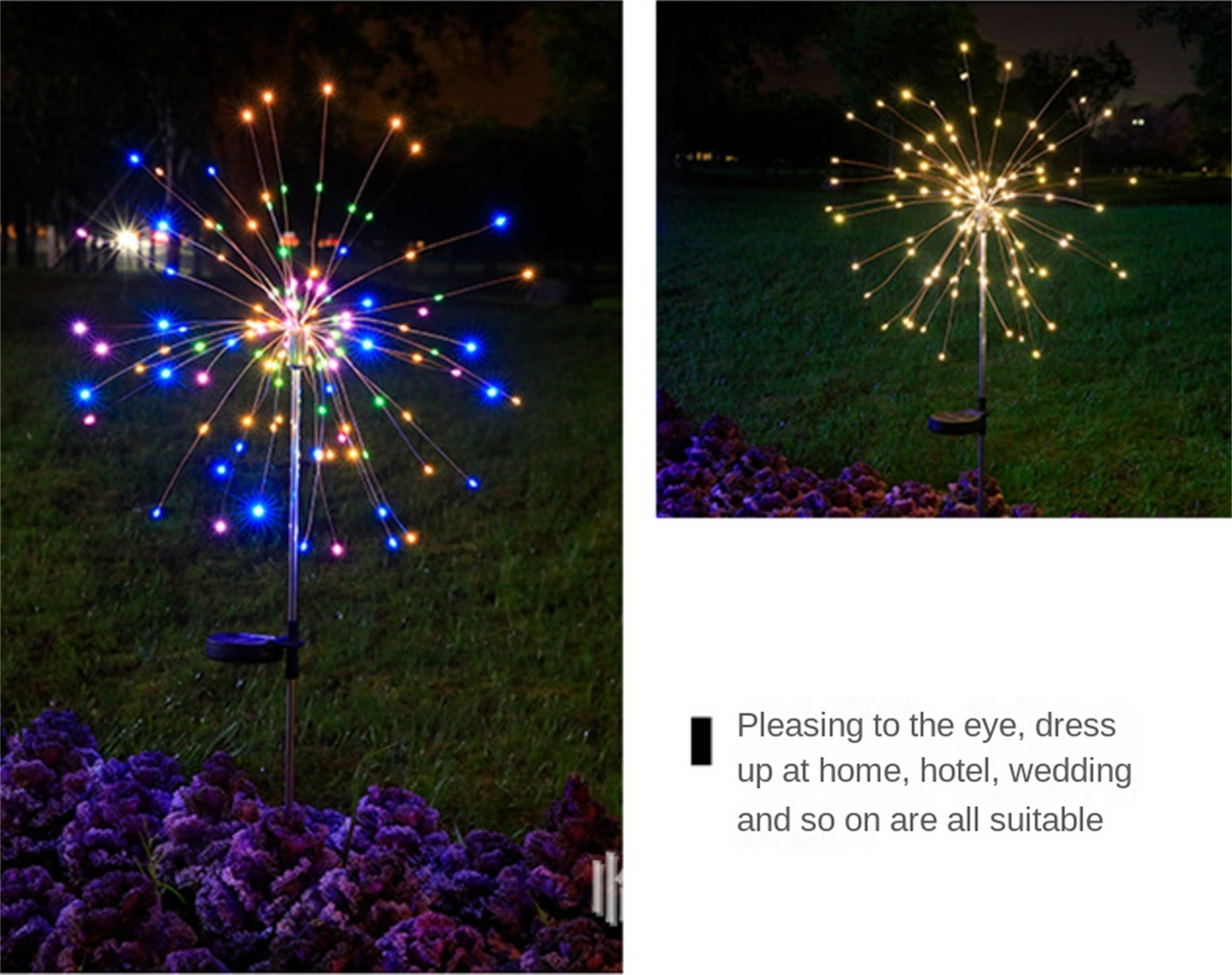 LED Solar Lamp Ground Mounted Fireworks Lights, Outdoor Festival Courtyard Garden Decoration, Lawn Dandelion Colored Light String