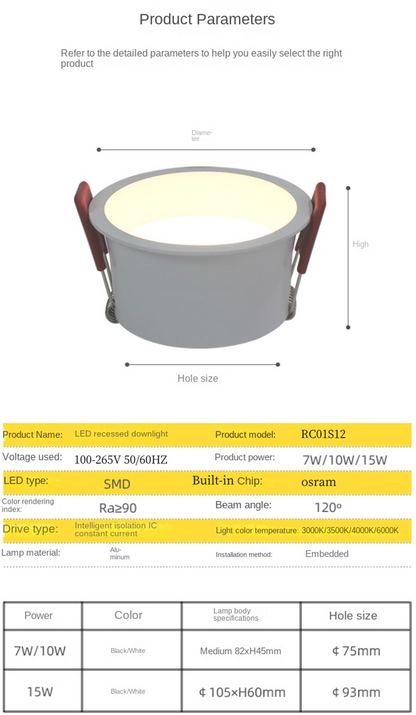 Narrow border tube light, deep cup anti glare, living room bedroom, hotel office, no main light, embedded LED tube light