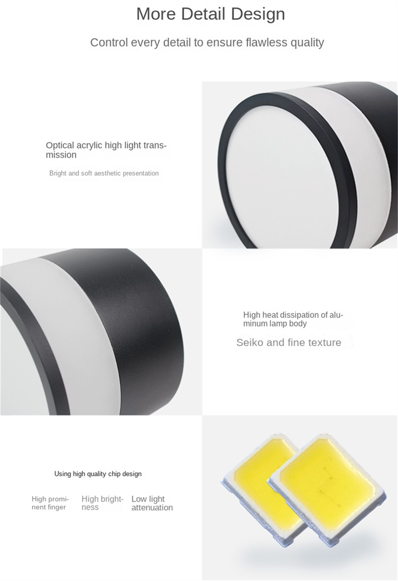 Side-Emitting Surface-Mounted LED Downlight · No-Cut Installation · 3-Color Switchable (Warm/Neutral/Cool) · 5W/7W/12W · Hallway, Bedroom, Living Room