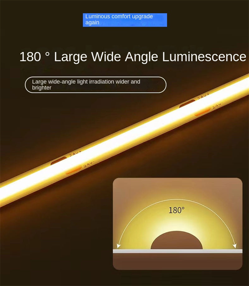 COB LED Strip Lights Low Voltage Linear Lighting, Ruban LED à température de couleur double encastré avec autocollant pour le plafond, éclairage ambiant principal sans lumière dans le salon