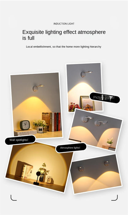 New Wireless Rechargeable LED Wall Spotlight Smart Motion Sensor, Remote Control, Picture Lighting for Indoor Use, No Wiring Needed